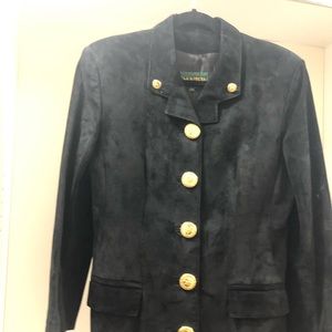 Daniel leather black blazer size M with gold buttons